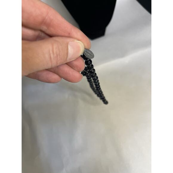 Miriam Haskell Black Faceted Art Glass Bead Necklace Hook Extender Signed - Picture 3 of 7